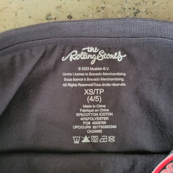 The Rolling Stones Long Sleeve Shirt. Girls XS 4-5 BRAND NEW with Tags - Picture 4 of 4